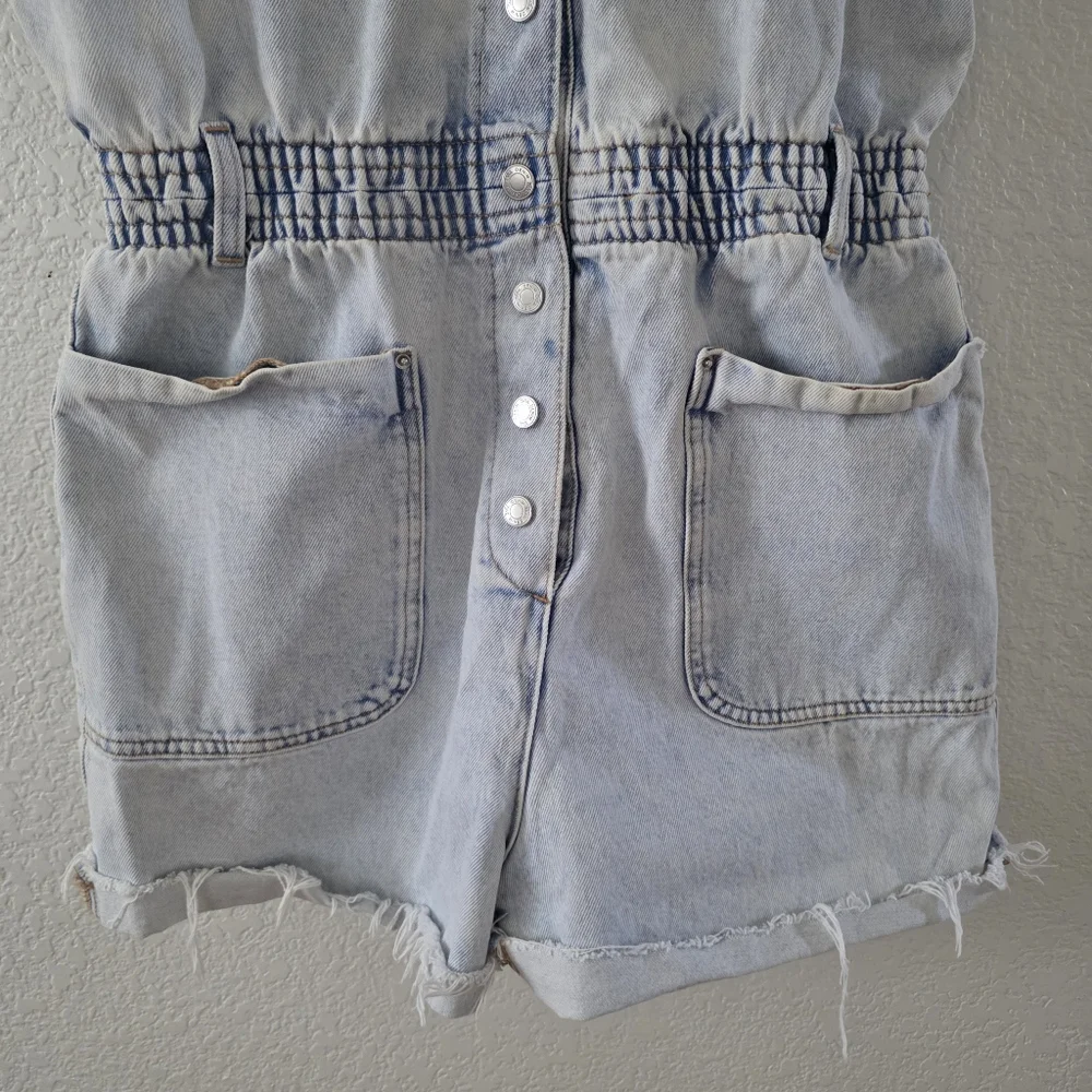 Zara Denim Overalls Romper Light Blue wash M - Picture 4 of 14